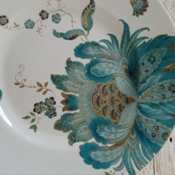 222 Fifth Eliza Teal Salad Snack Dessert Plate 9" Porcelain - Picture 4 of 7